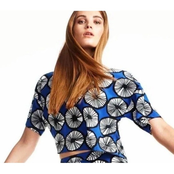 Marimekko for Target Blue Black Geometric Print Appelsini Top Women's Sz NWOT - Picture 8 of 8